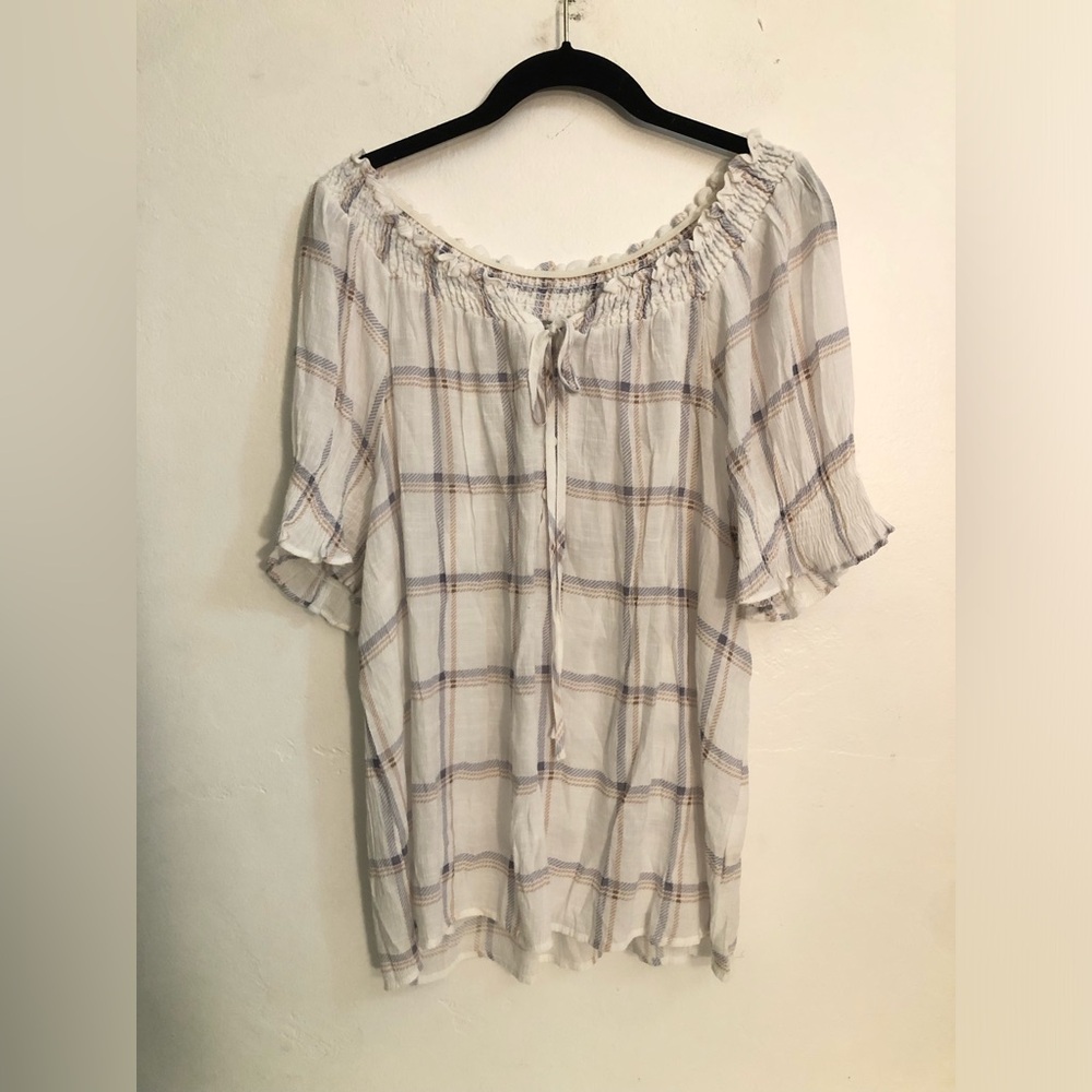 Perch By Blu Pepper for Anthropologie Blouse Women's Size 2XL White Peasant